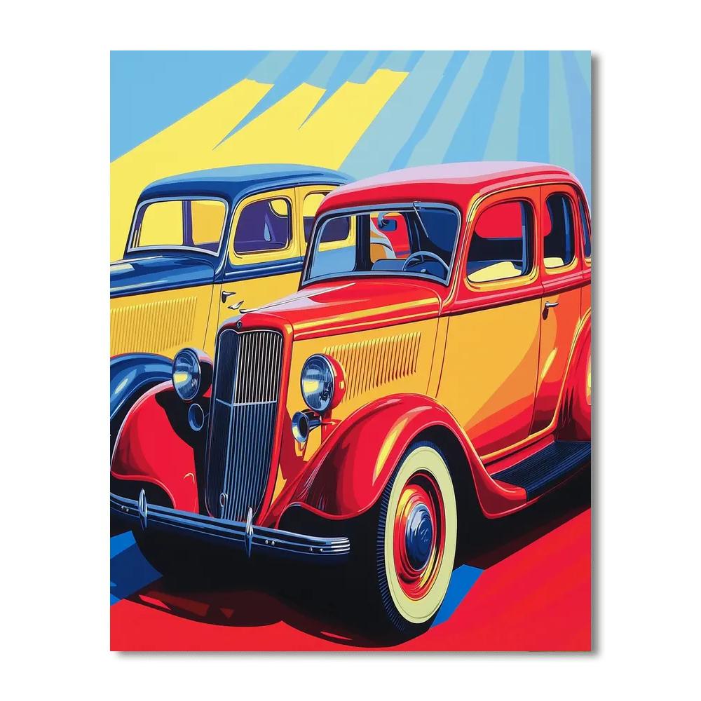 Andy Warhol Inspired Elegant Vintage Cars  Paint By Numbers Kits