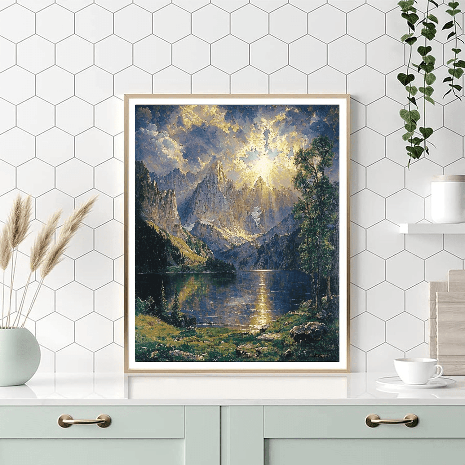 Albert Bierstadt Inspired Mystical Mountain Serenity - DIY Painting By Numbers Kit