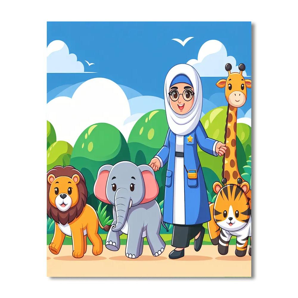 Zookeeper's Animal Parade Paint By Numbers Art