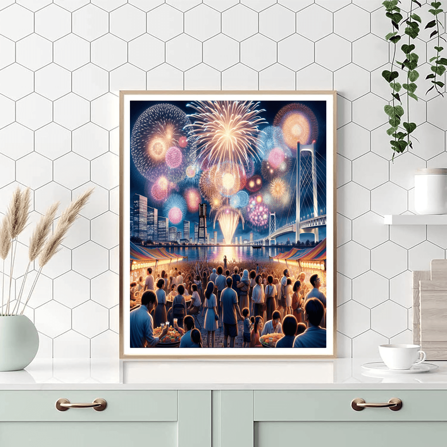 Yokohama International Fireworks Festival - Japan Painting By Numbers Kit