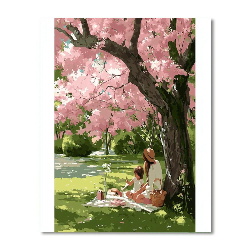 Sweet Moments Under The Cherry Blossoms Painting Number Kit