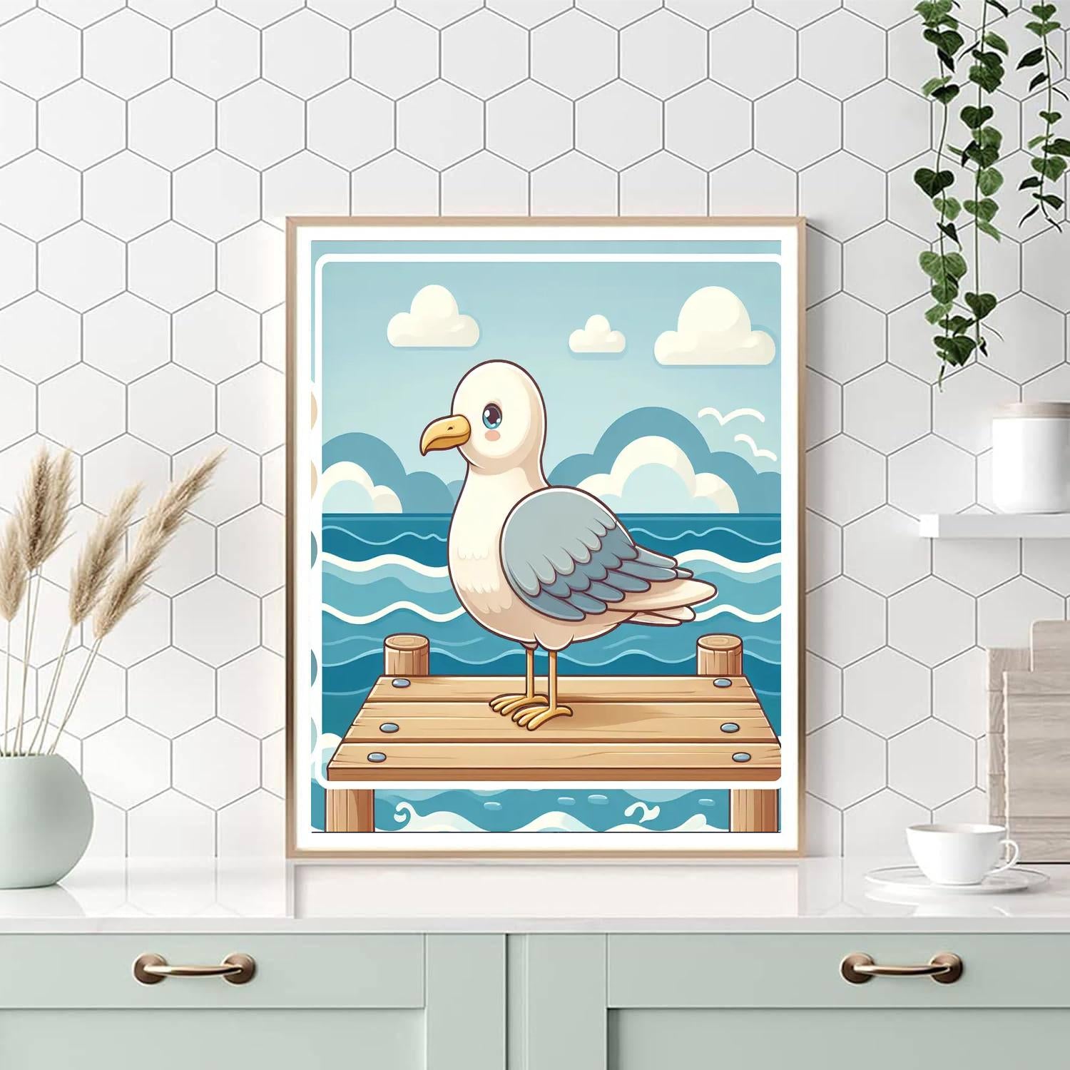 Coastal Guardian Seagull Number Painting