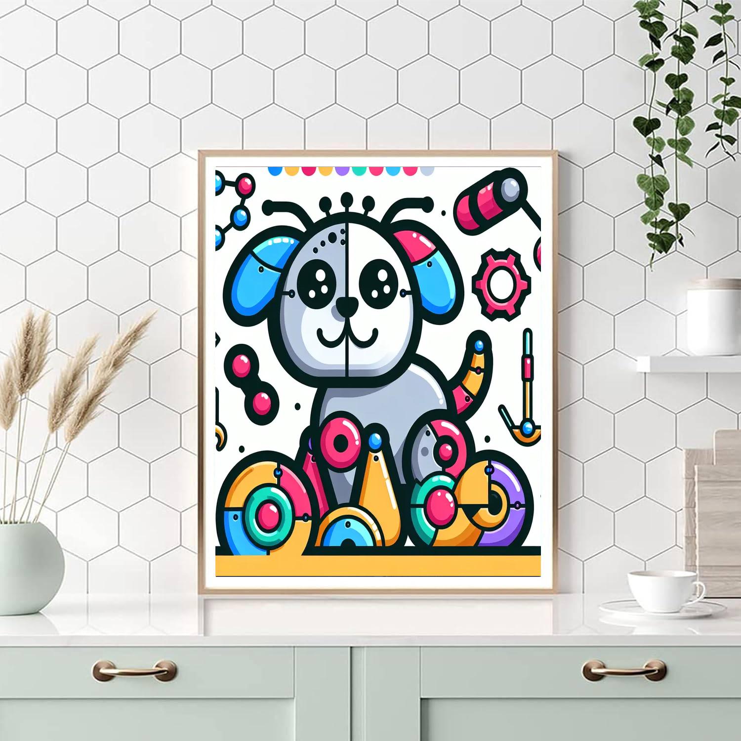 Jolly Robot Dog Numbered Painting Kits