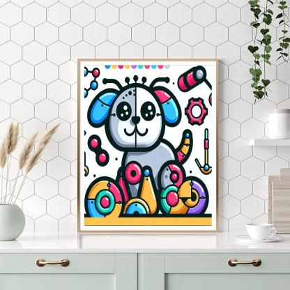 Jolly Robot Dog Numbered Painting Kits