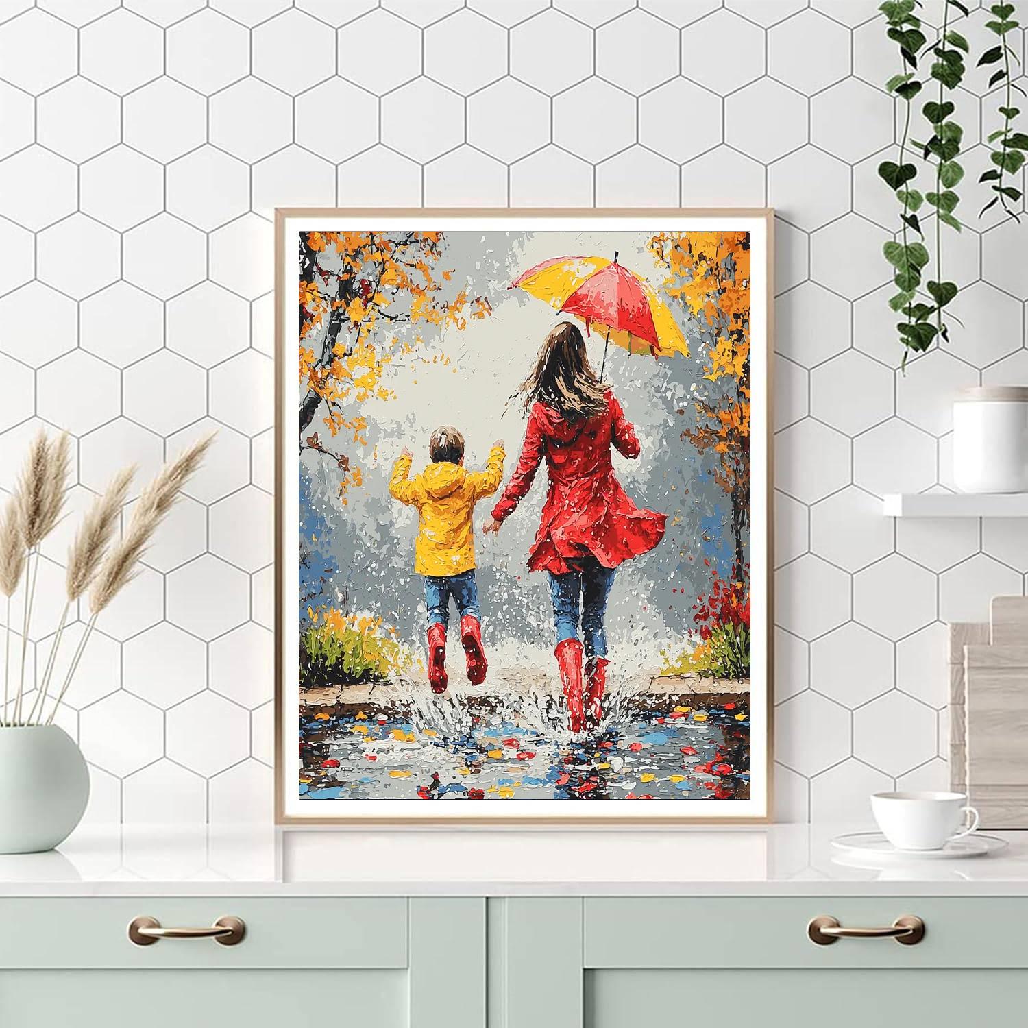 Raindrops And Puddle Hops Number Painting