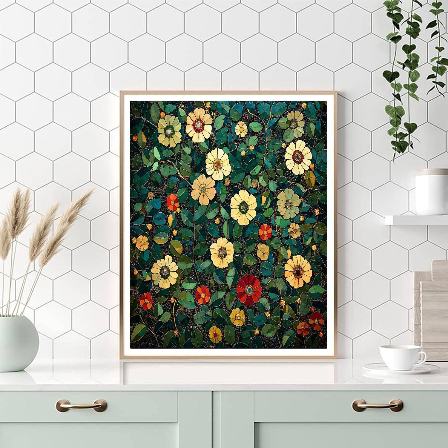 Gustav Klimt Inspired Botanical Mosaic  Painting By Numbers Kit