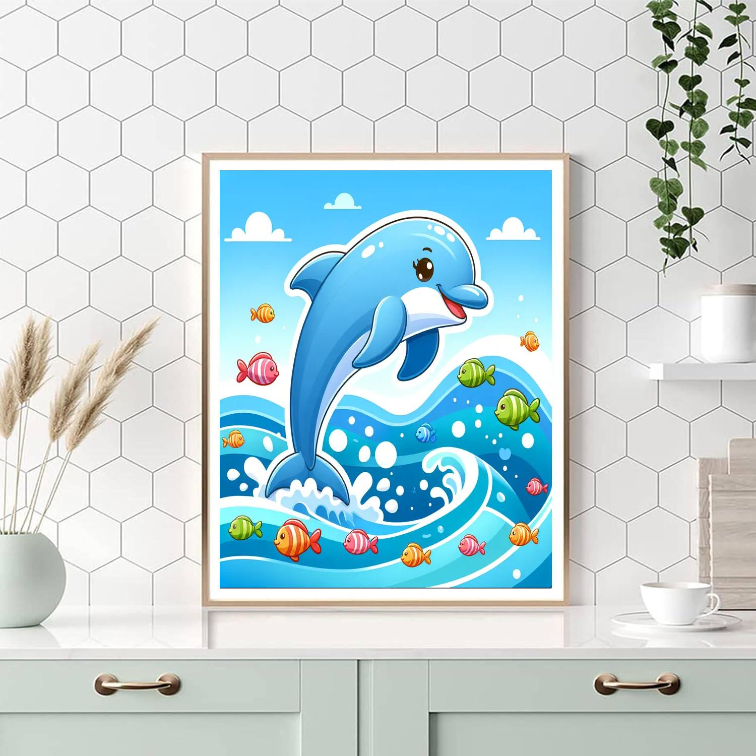 Dolphin's Delightful Dive Painting Number Kit