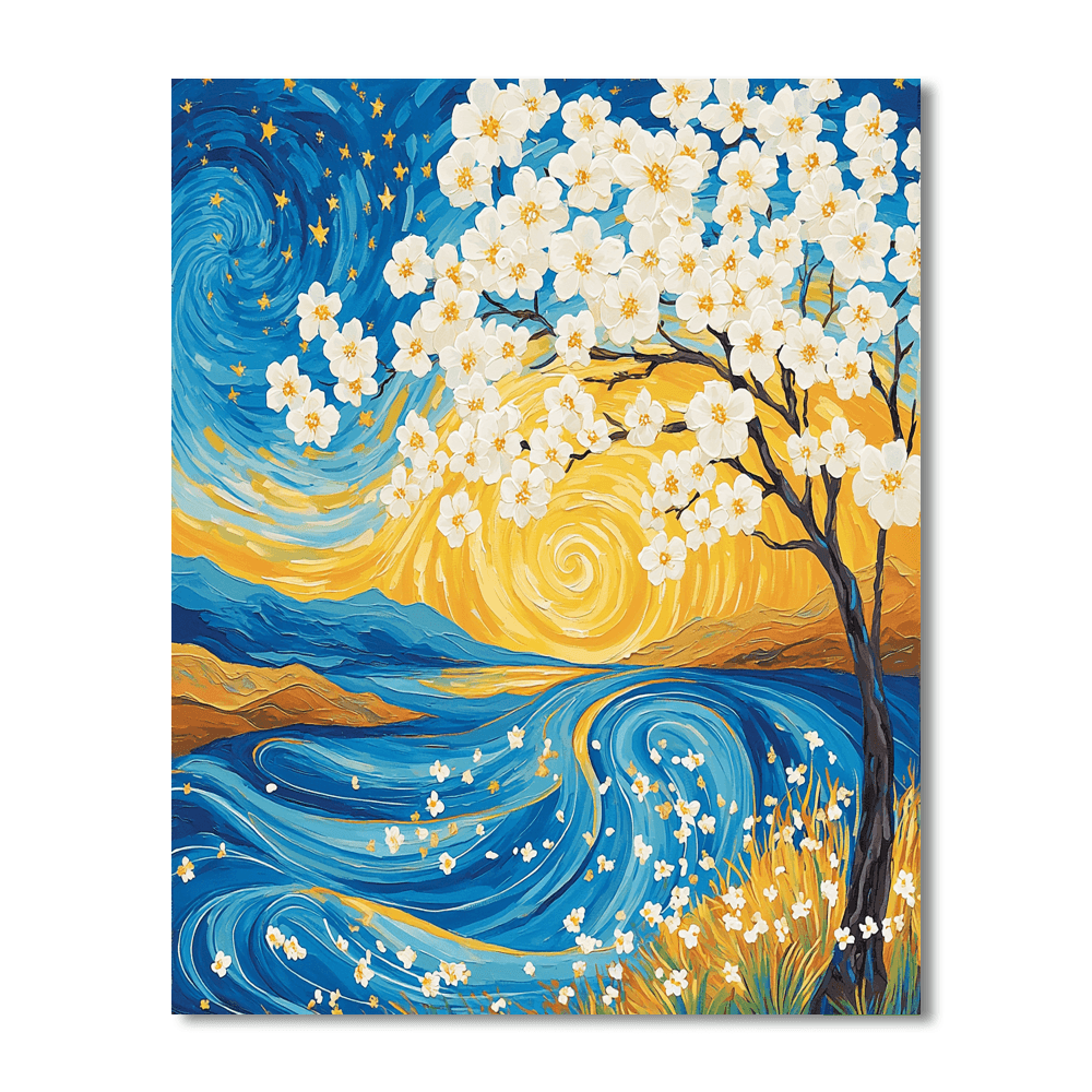 Vincent Van Gogh Inspired Starry Night Blossoms  Paint By Numbers Kits