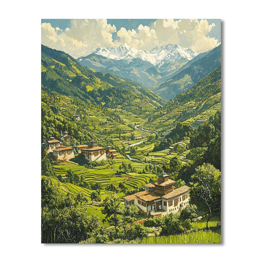 Bhutan's Paro Valley Paint By Numbers Kits