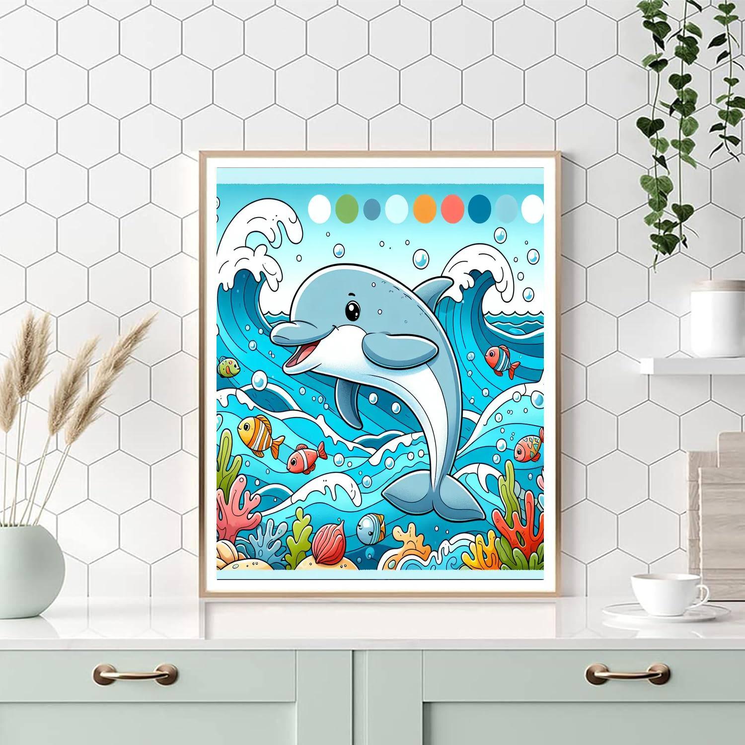 Whimsical Dolphin Dive Numbered Painting Kits