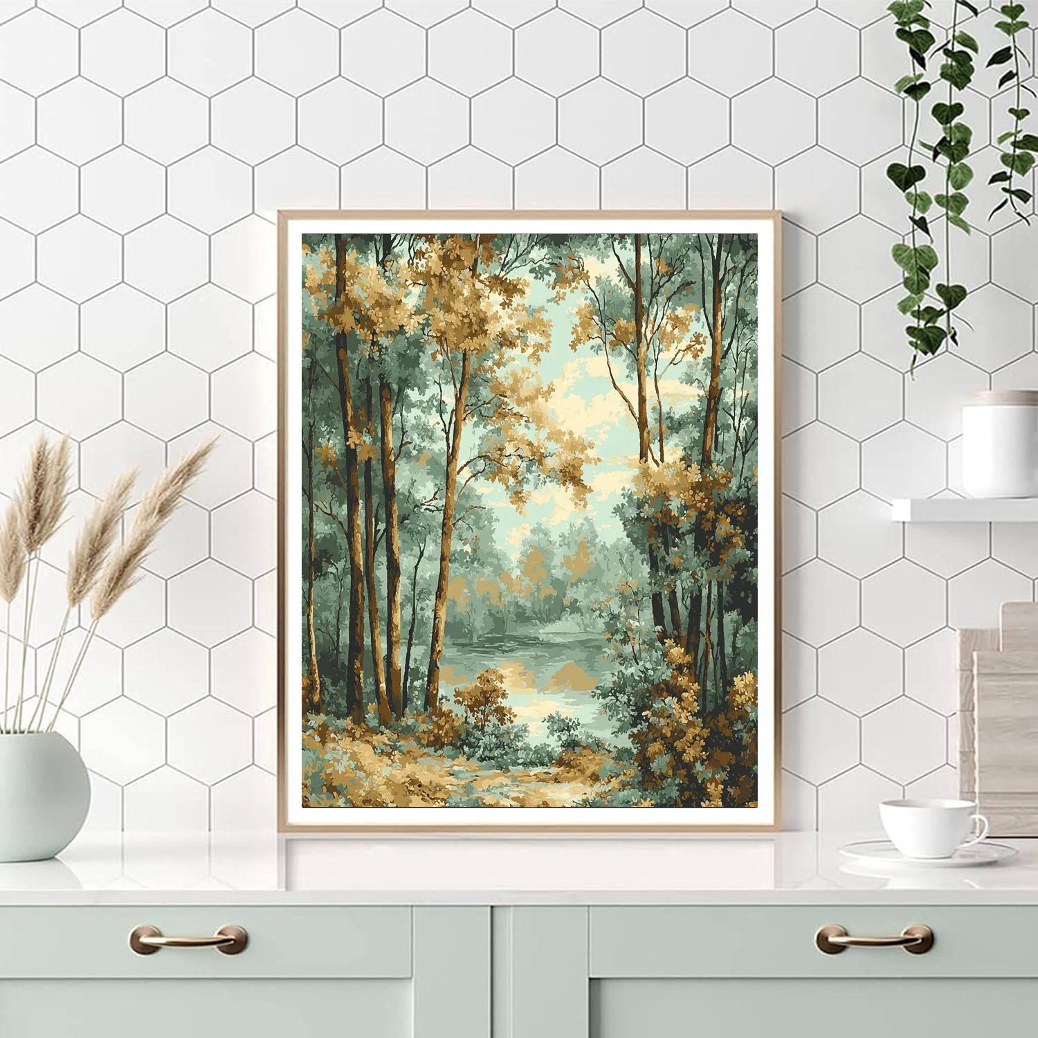 Michelangelo Inspired Serene Forest Whisper  Paint By Color