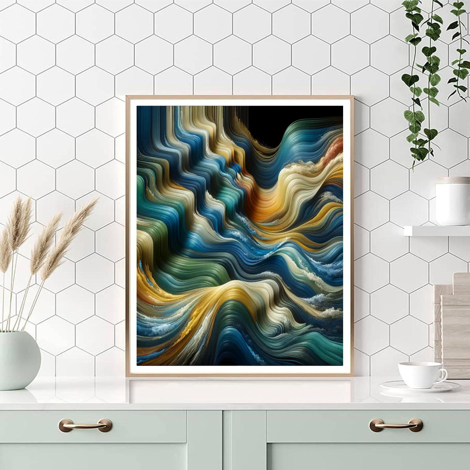 Artistic Abstract Waves Paint By Color