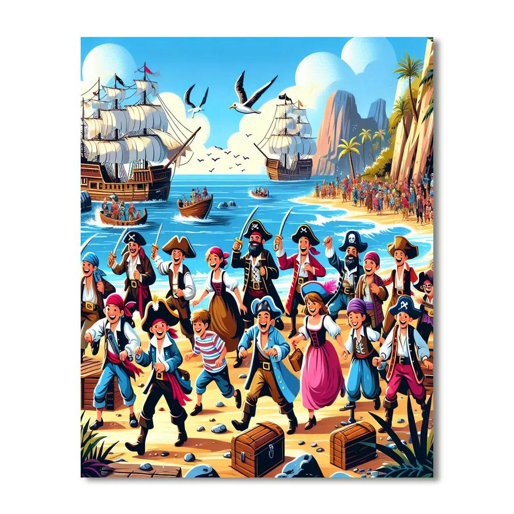 Lively Pirate Cove Paint By Numbers Art