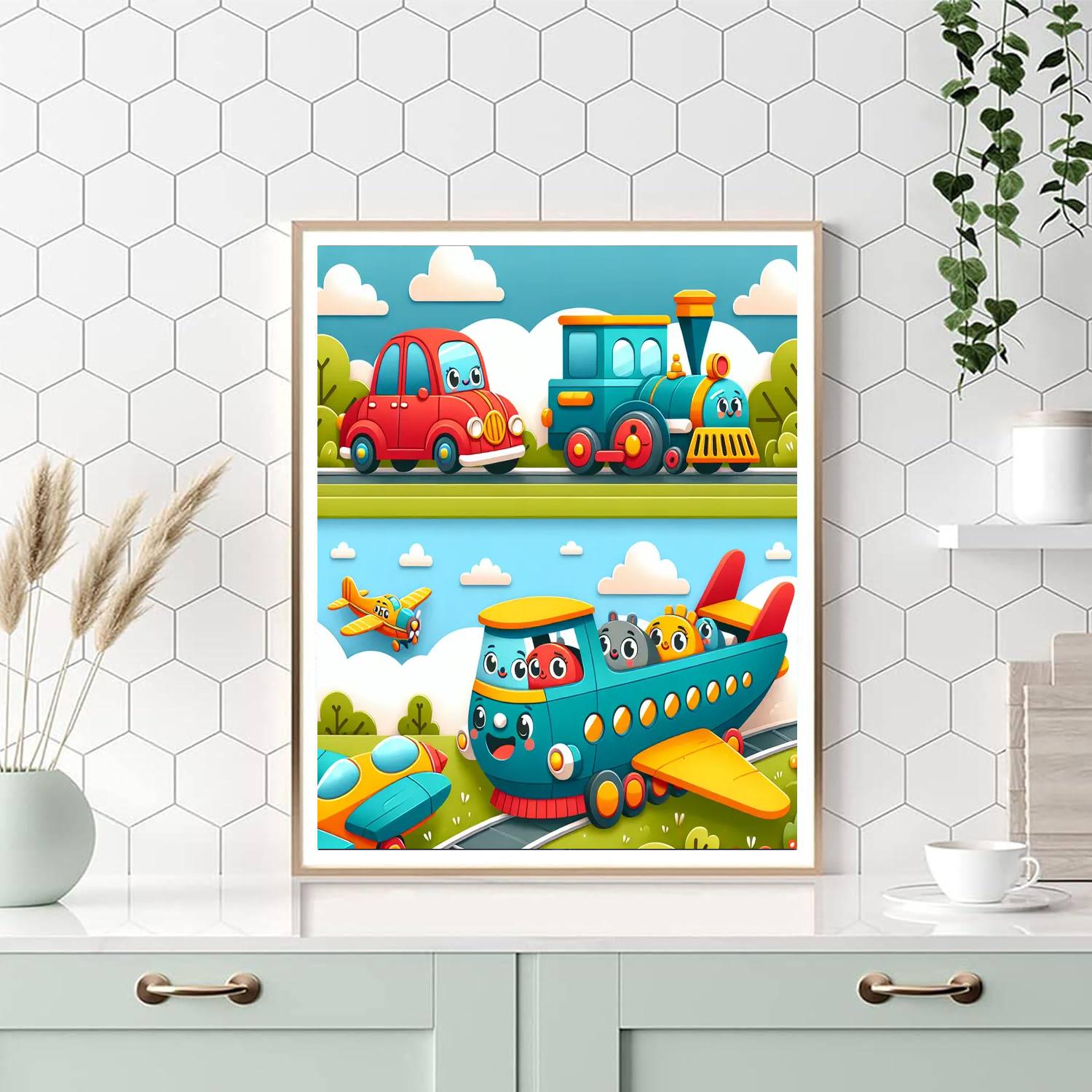 Funky Transportation Adventure Paint By Numbers Art