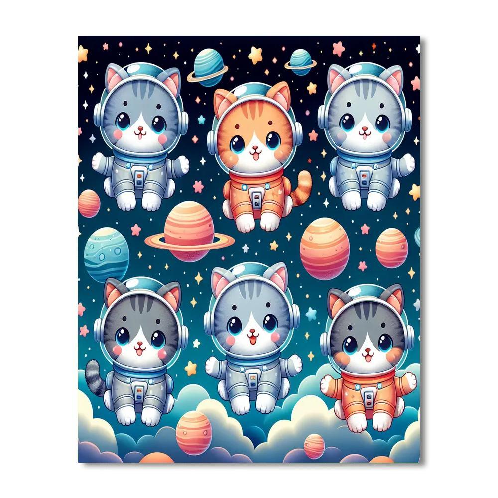 Playful Space Kittens Painting By Numbers Kit
