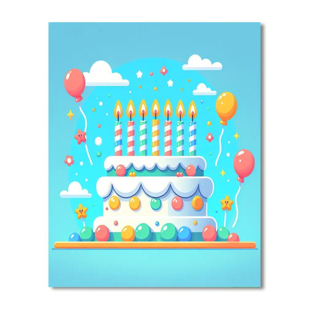 Happy Birthday Cake Numbered Painting Kits