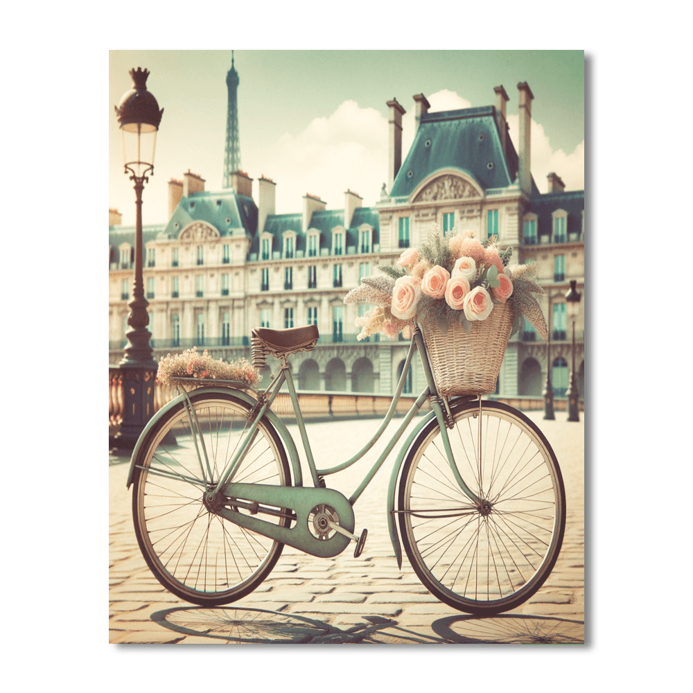 Vintage Bicycle In Paris Paint By Numbers Kits
