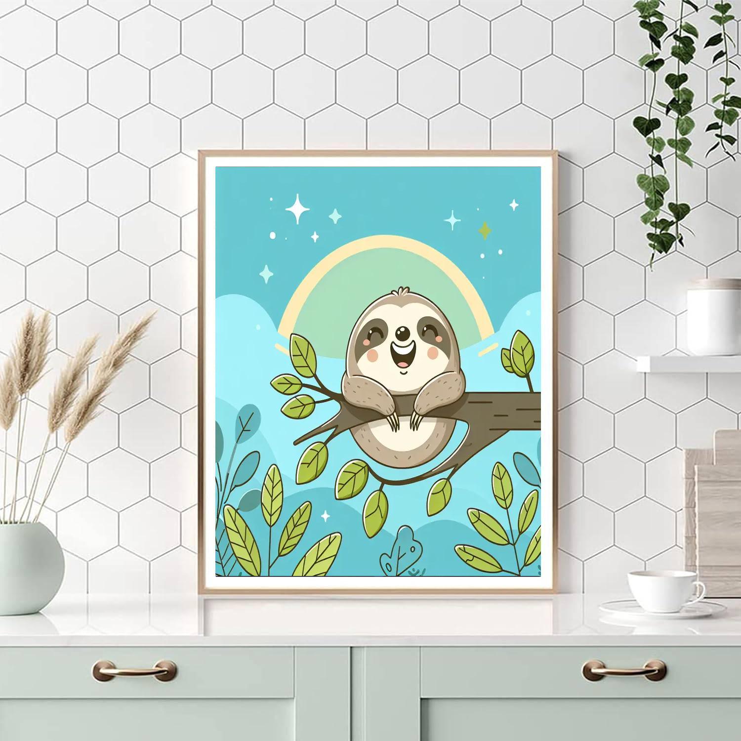 Happy Sloth Painting Number Kit