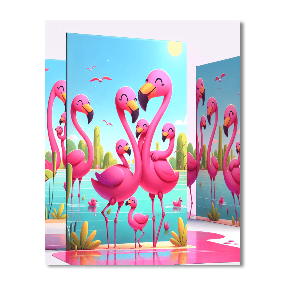 Fluffy Flamingo Family Paint By Numbers Kits