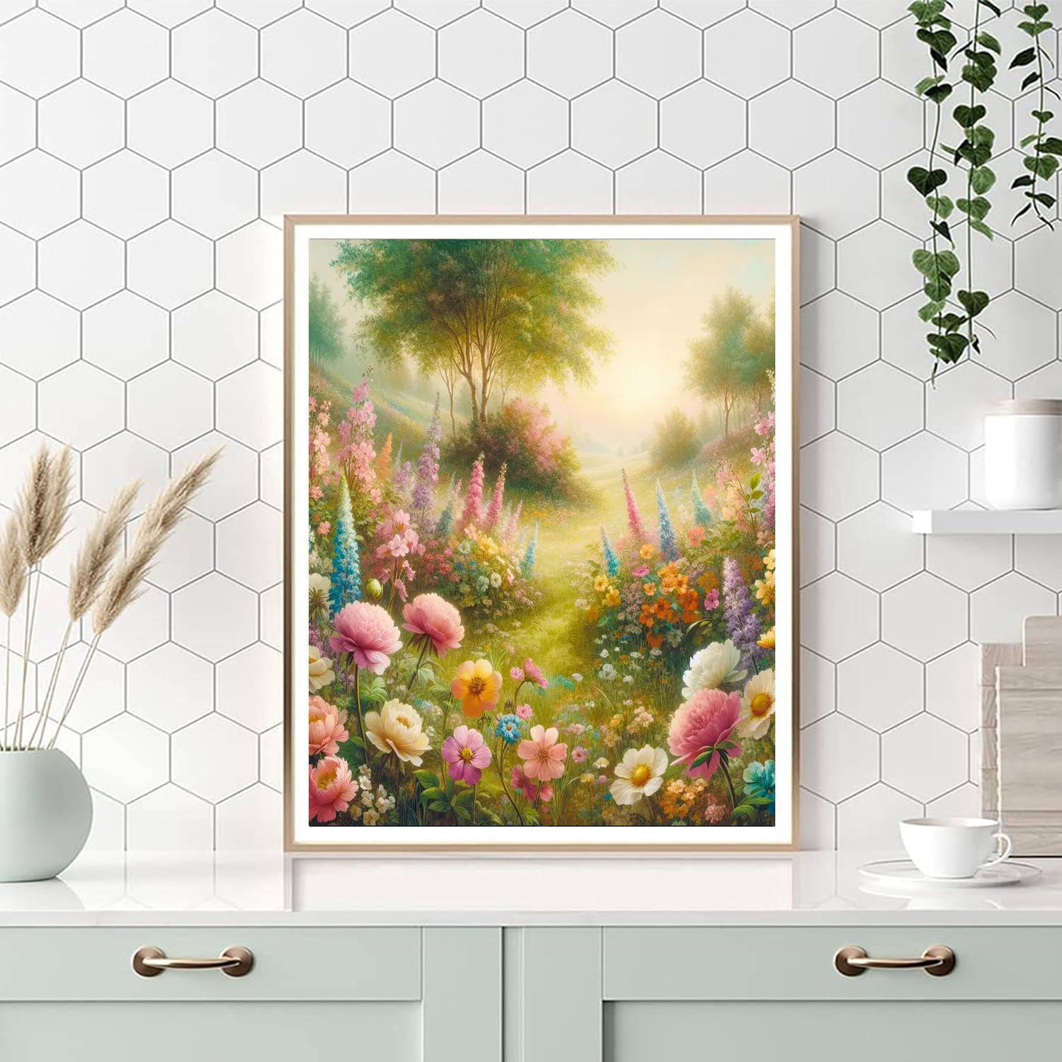 Vintage Flower Meadow Numbered Painting Kits