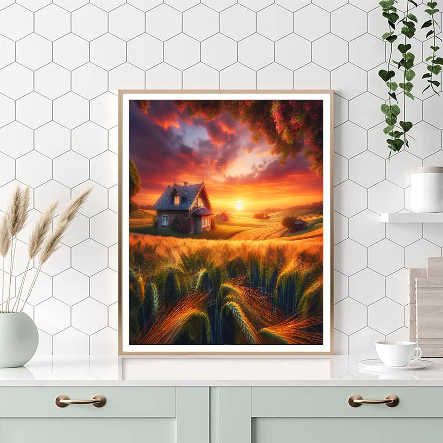 Rustic Farmhouse Sunset Paint By Numbers Art