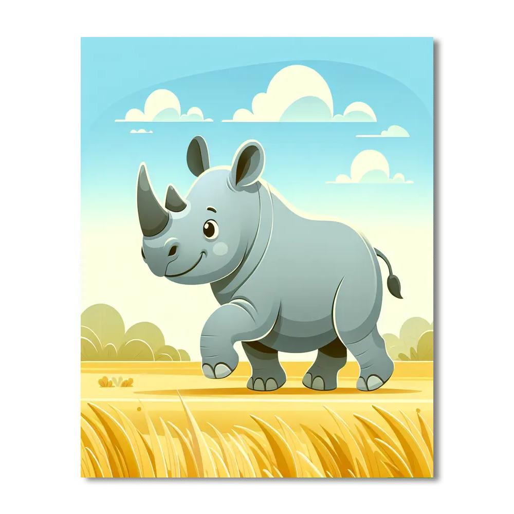 Roaming Rhinoceros Paint By Numbers Art