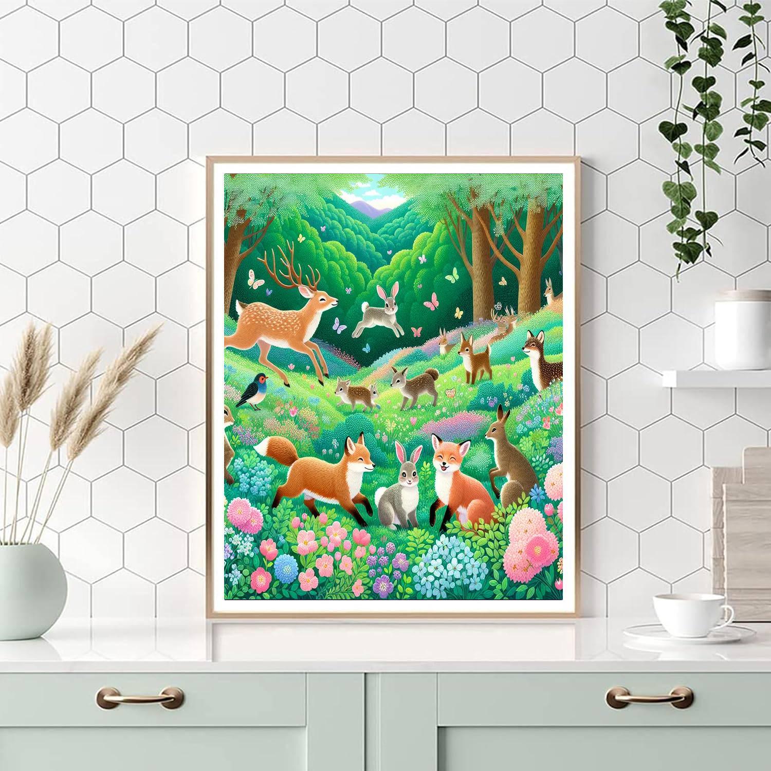 Frolicking Woodland Creatures Paint By Numbers Art