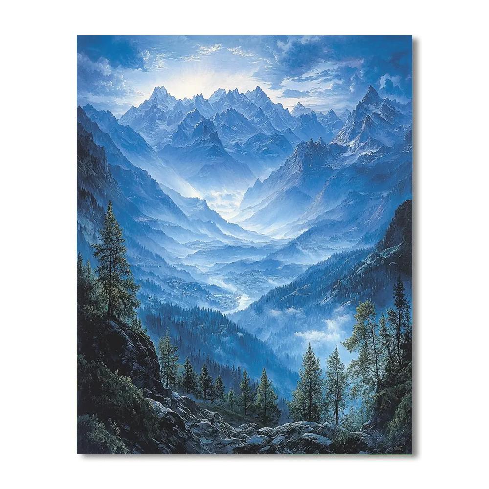 Caspar David Friedrich Inspired Glorious Alpine Peaks  Paint By Numbers