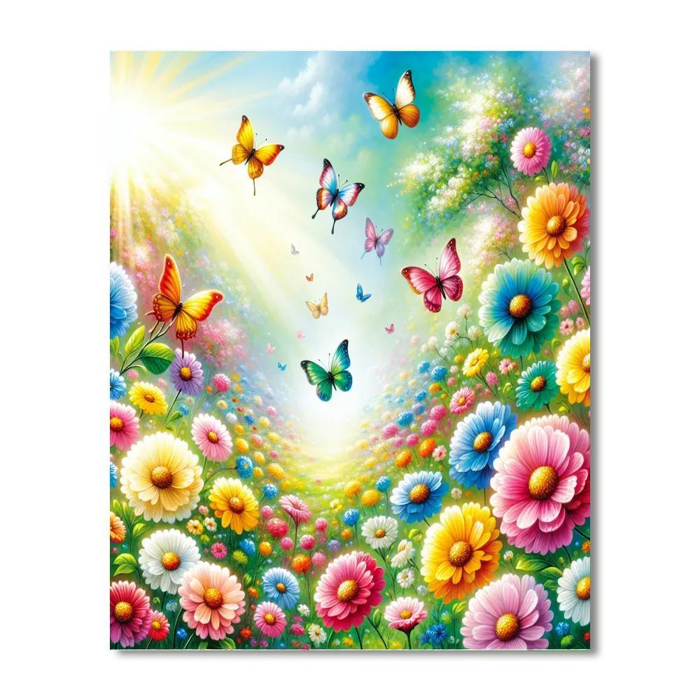 Bright Spring Meadow Painting Number Kit