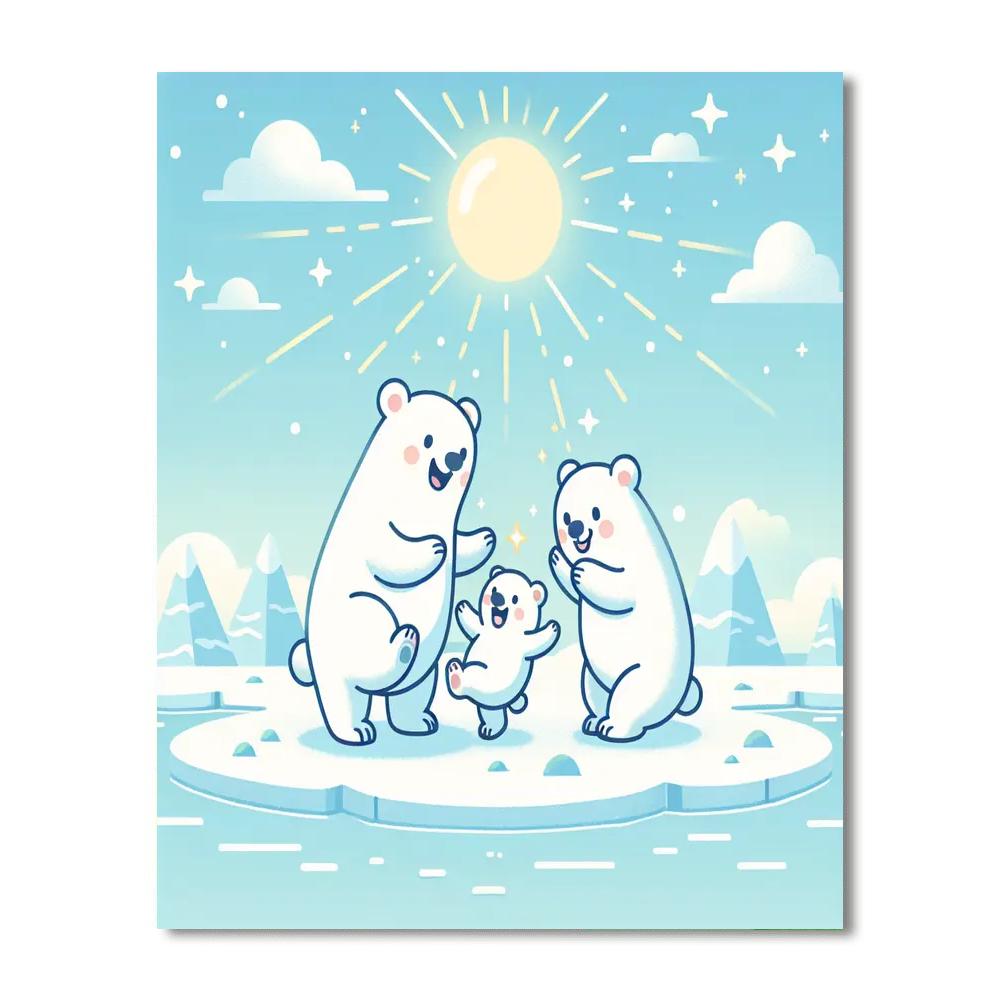 Friendly Polar Bear Family Paint By Numbers Art