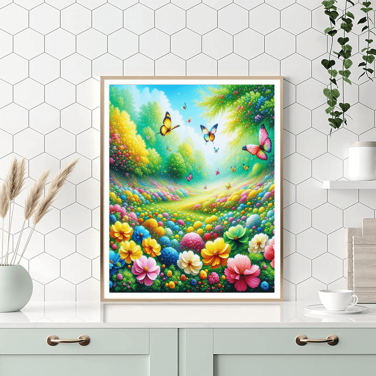 Radiant Butterfly Meadow Number Painting