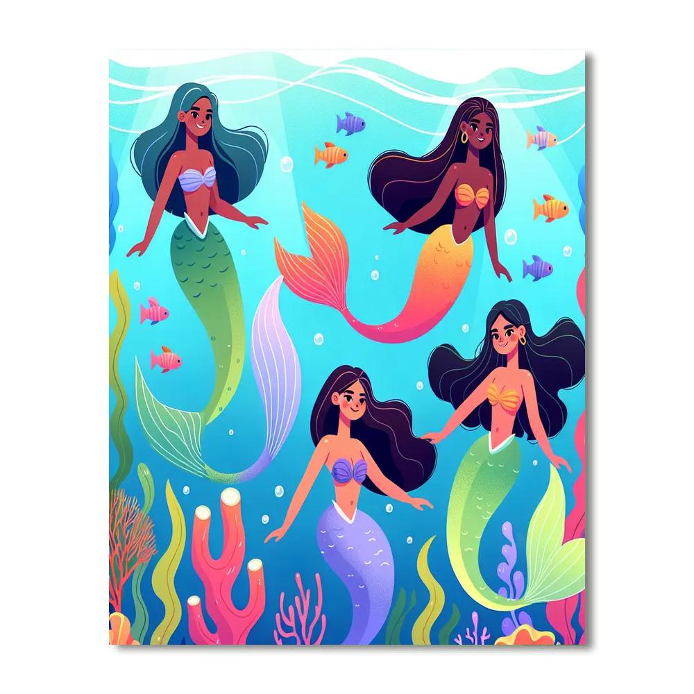 Magical Mermaid Splash Paint By Numbers Art
