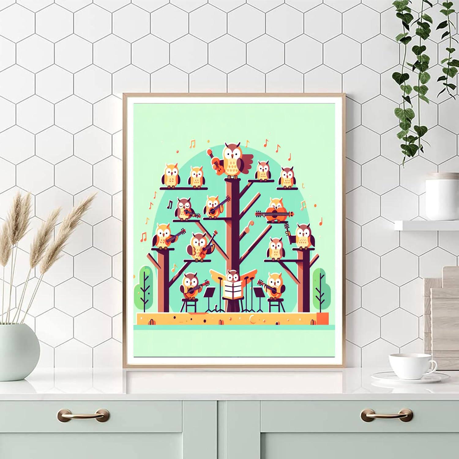 Charming Owl Orchestra Painting By Numbers Kit