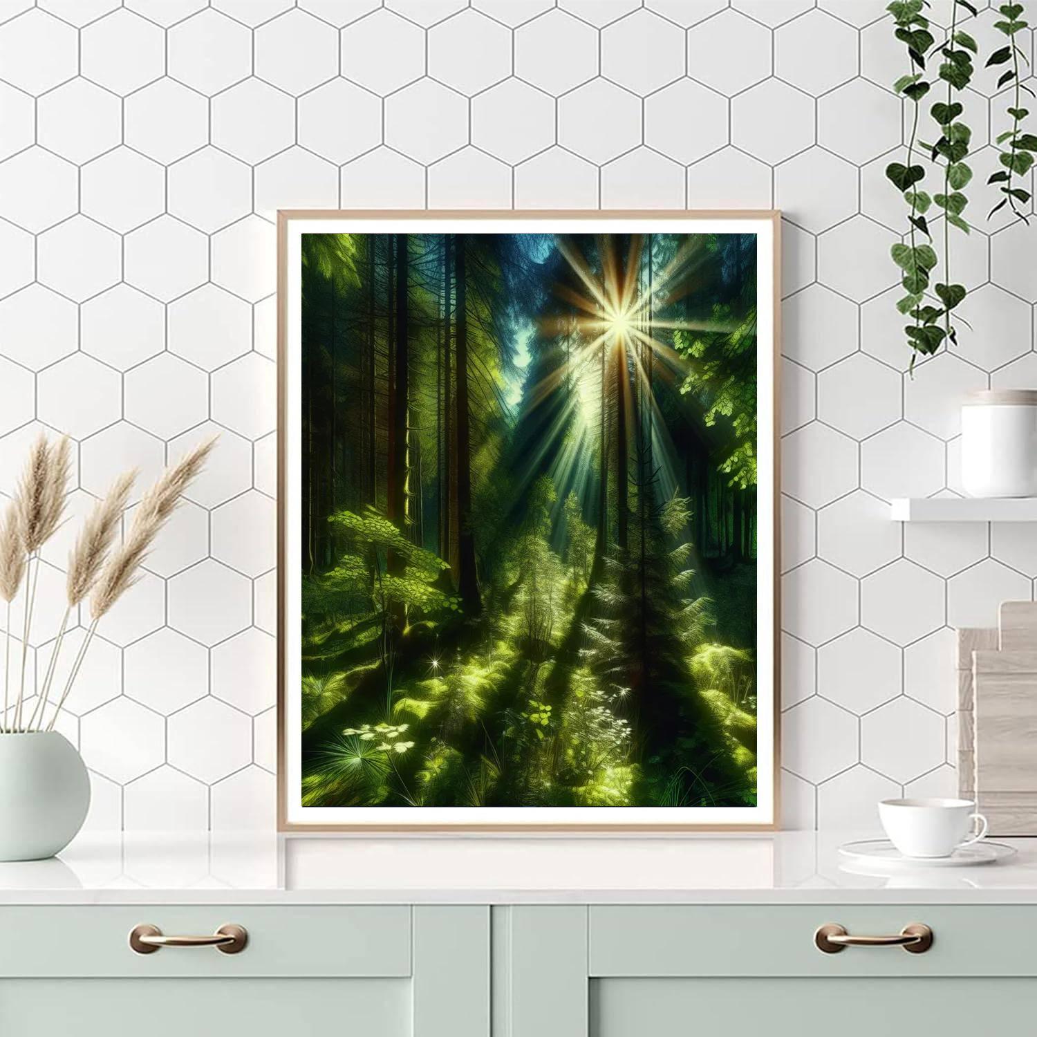 Sunlit Forest Glimpse Paint By Numbers Art