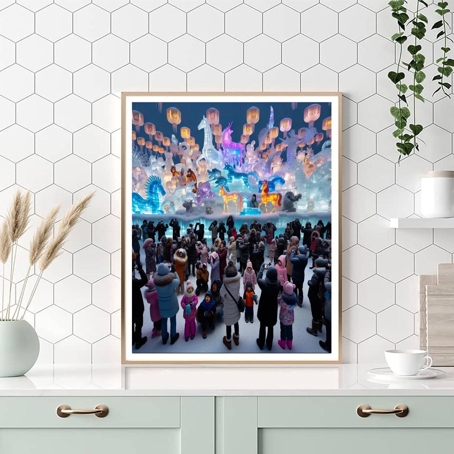 Harbin Ice Lantern Festival - Harbin, China Painting By Numbers Kit