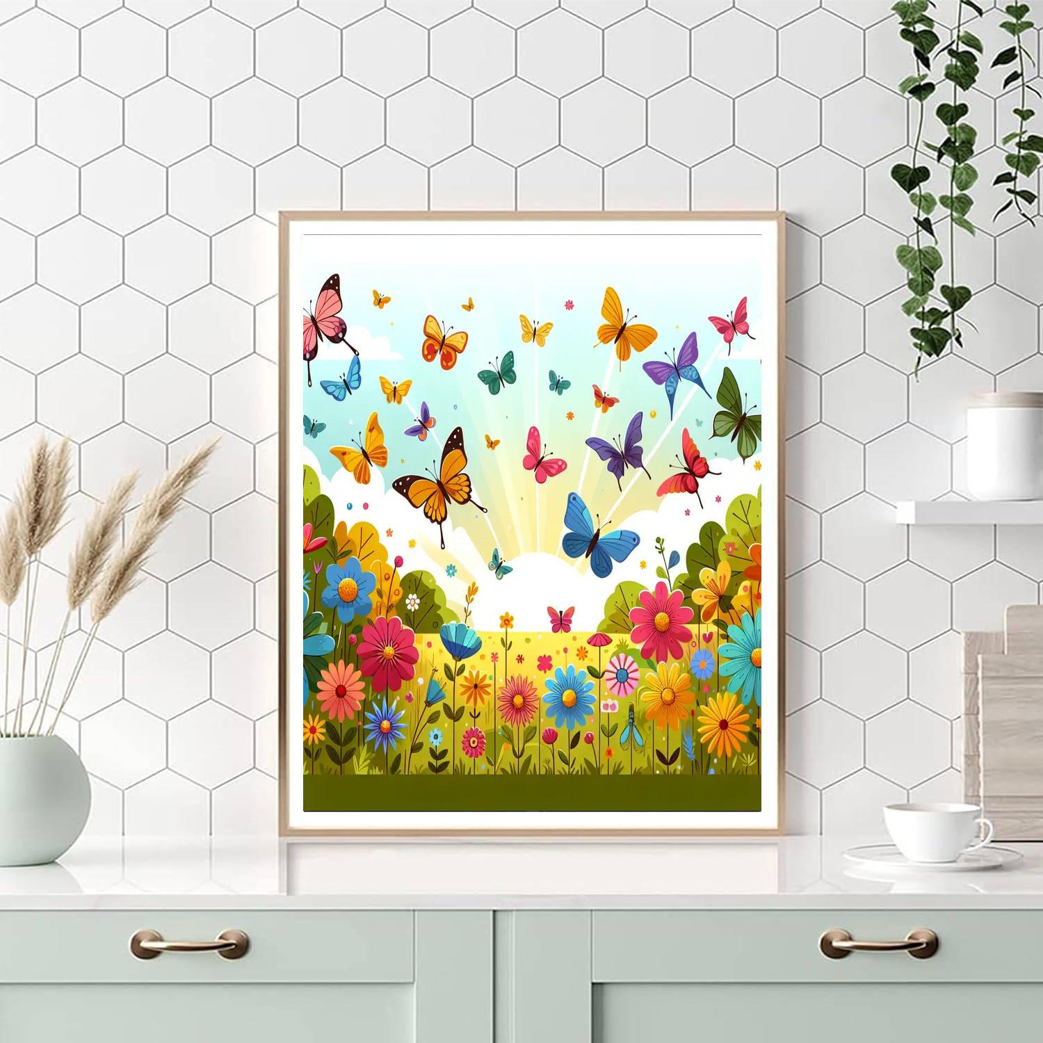 Charming Butterfly Habitat Painting Number Kit