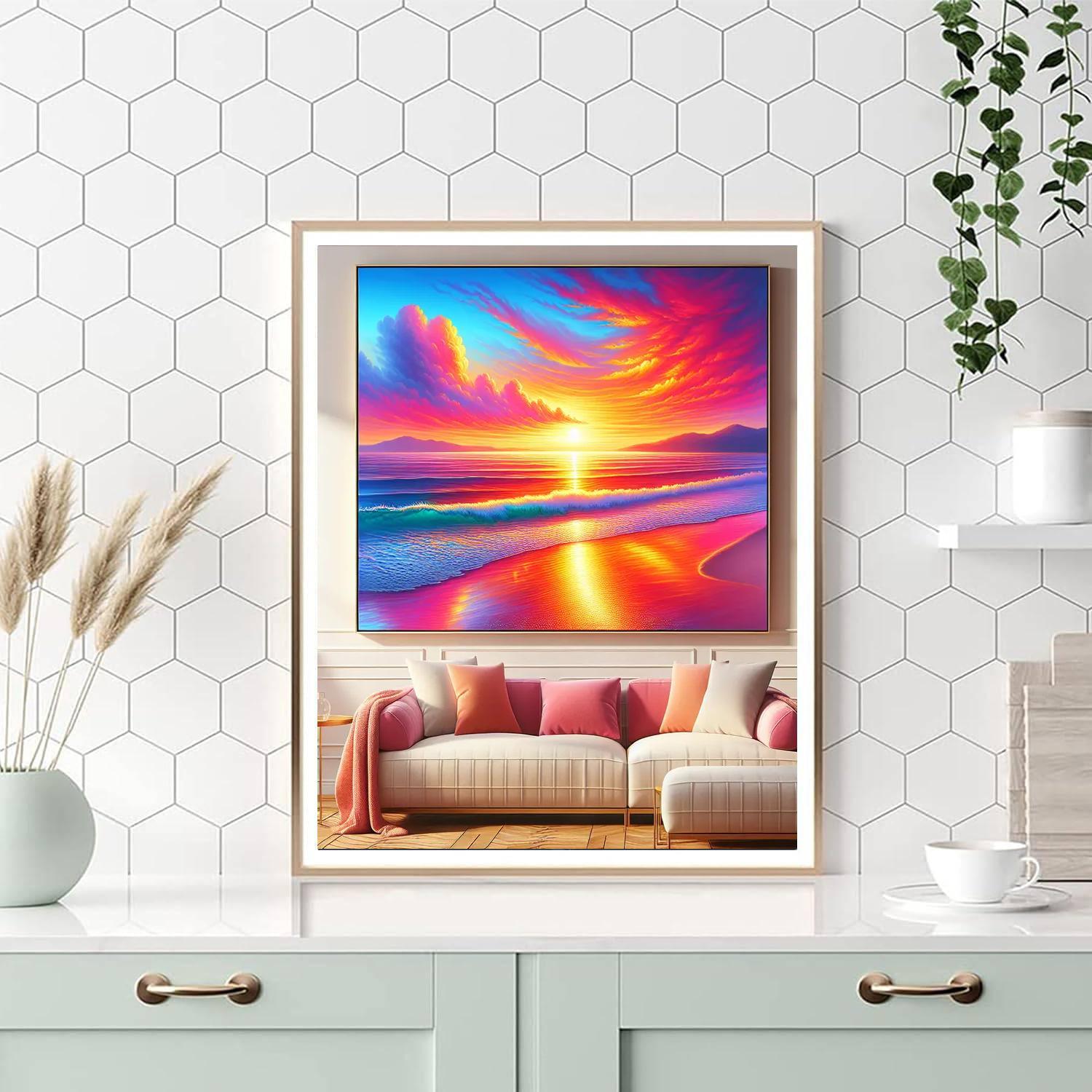 Glistening Beach Sunrise Paint By Color
