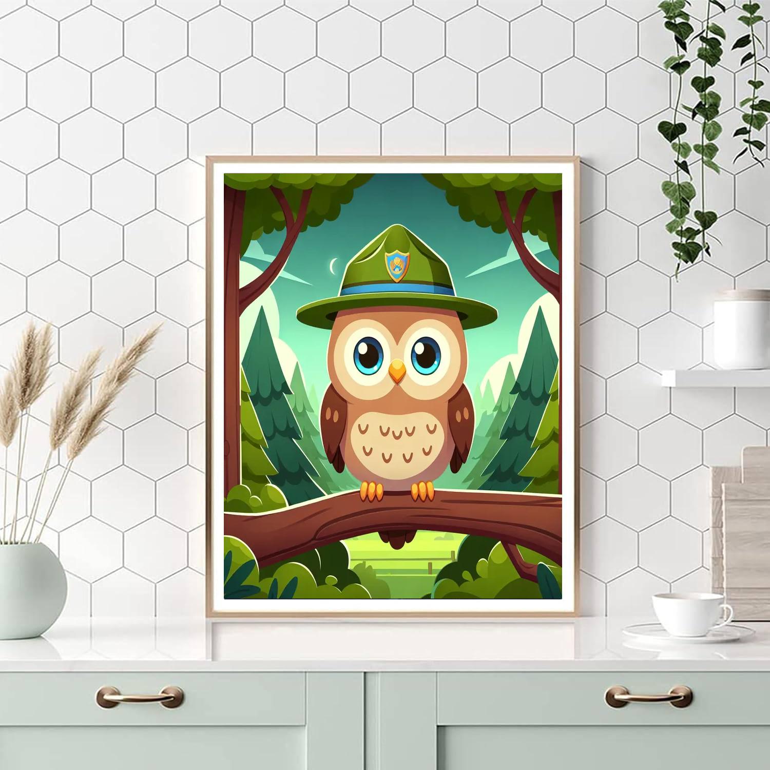 Forest Conservation Owl Number Painting