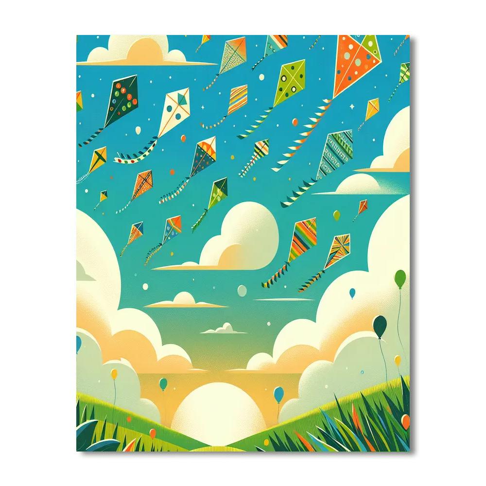 Rainbow Kites Painting Number Kit
