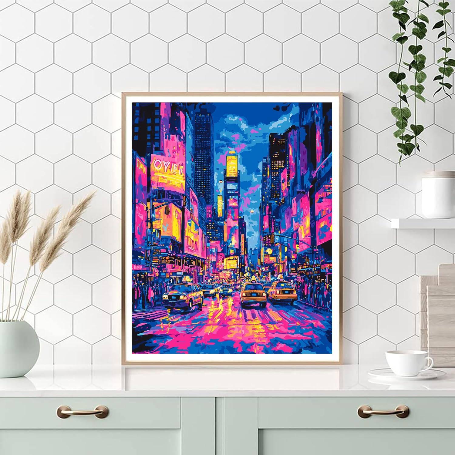 Roy Lichtenstein Inspired Neon Dreams Of Metropolis  Painting By Numbers Kit