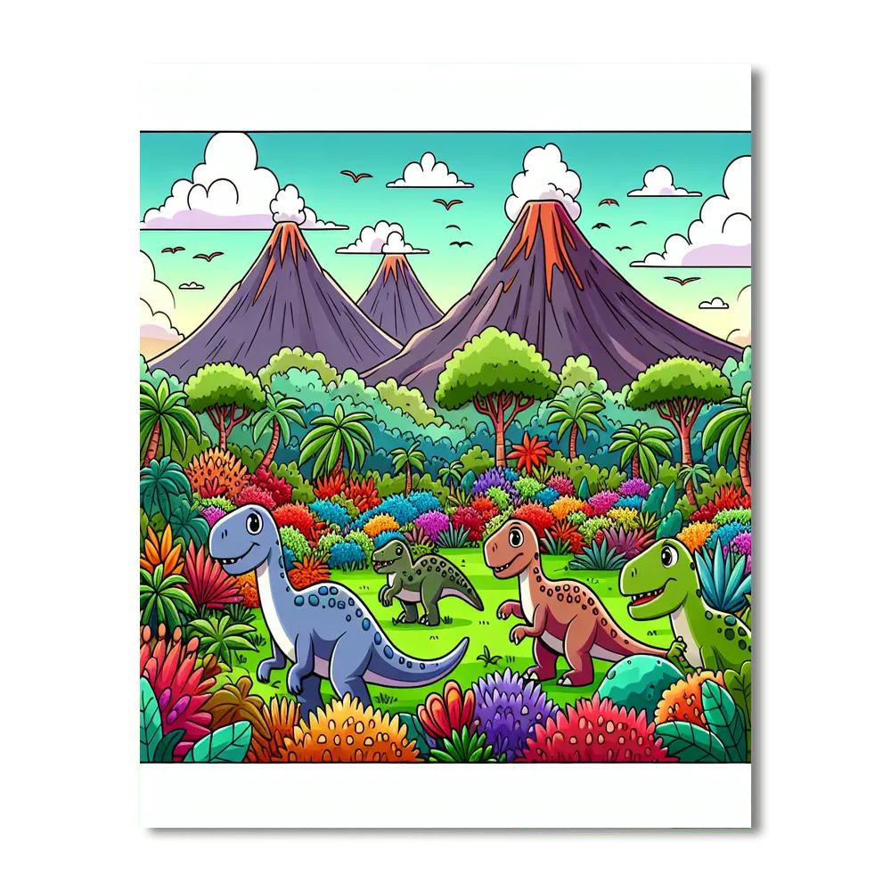 Daring Dinosaur Safari Number Painting