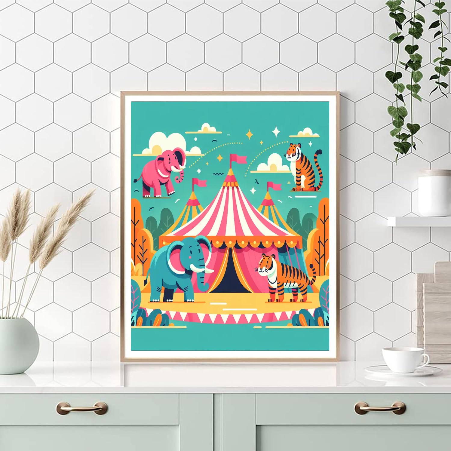 Circus Animal Spectacle Painting Number Kit