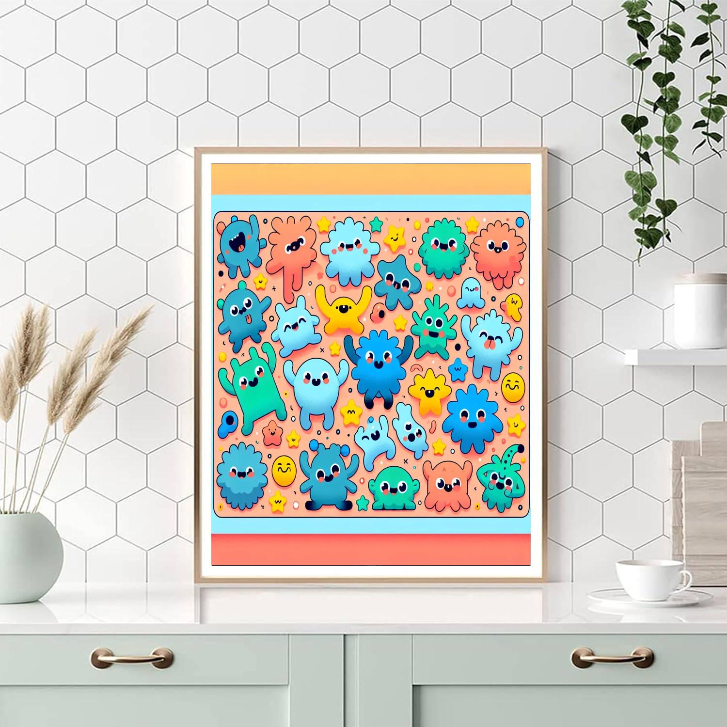 Brightly Colored Monster Mash Painting Number Kit