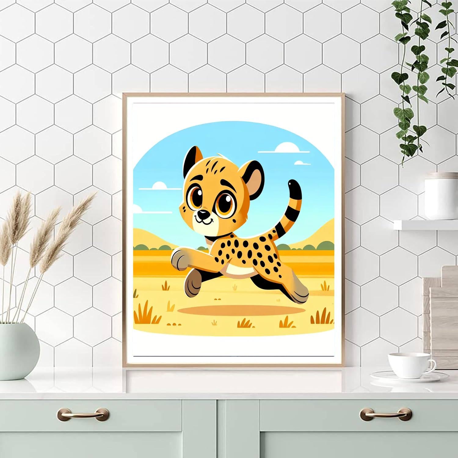 Cheerful Cheetah Cub Paint By Numbers Art