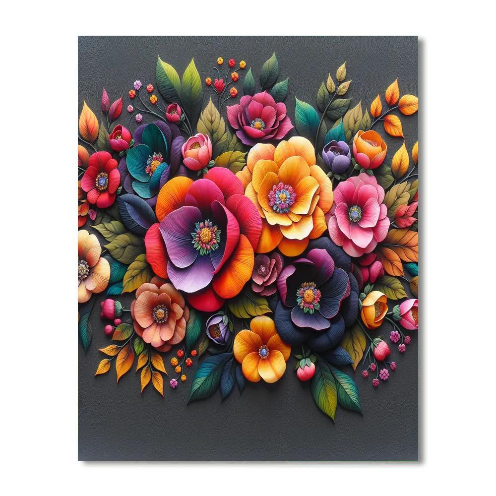 Exquisite Flower Explosion Numbered Painting Kits