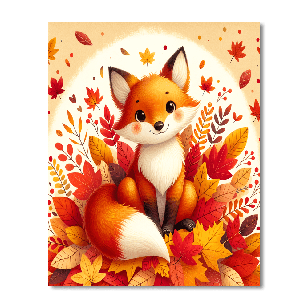 Whimsical Fox In Autumn Number Painting