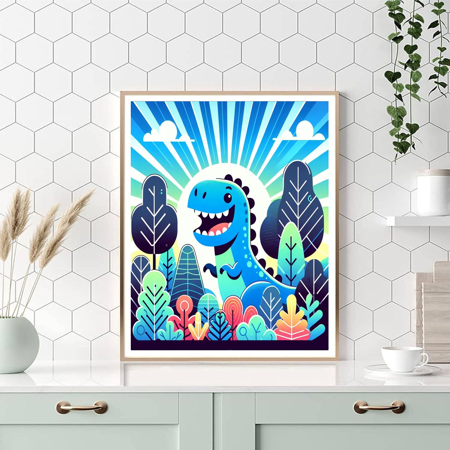 Lively T-rex Paint By Numbers Art