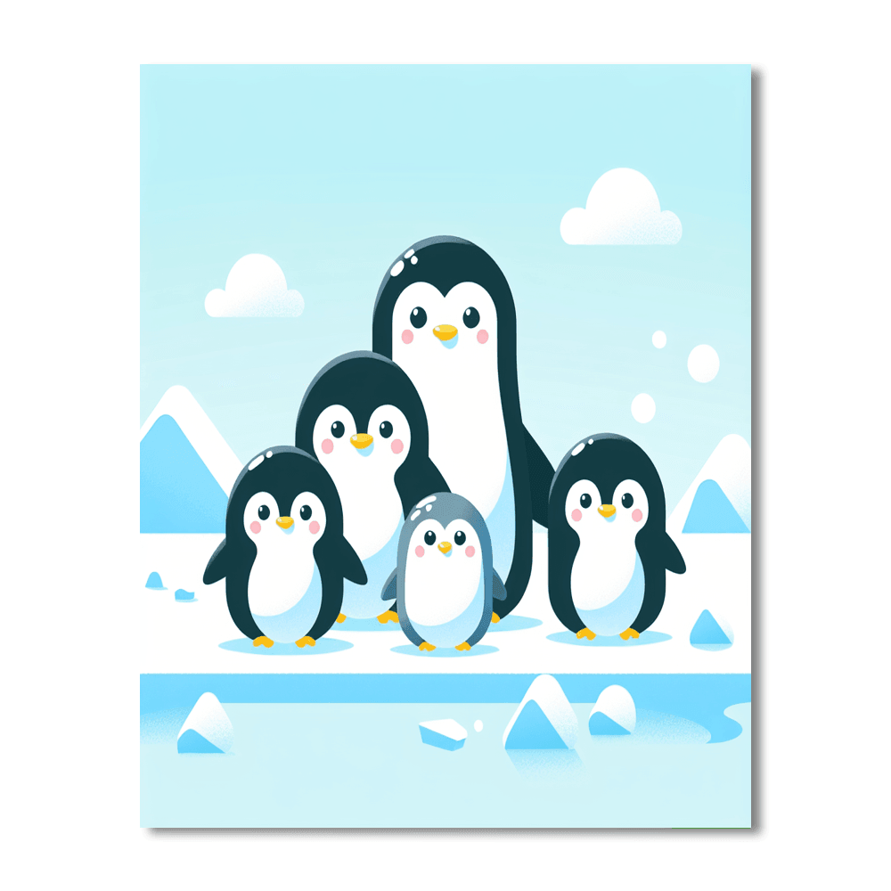 Friendly Penguin Family Paint By Numbers Art