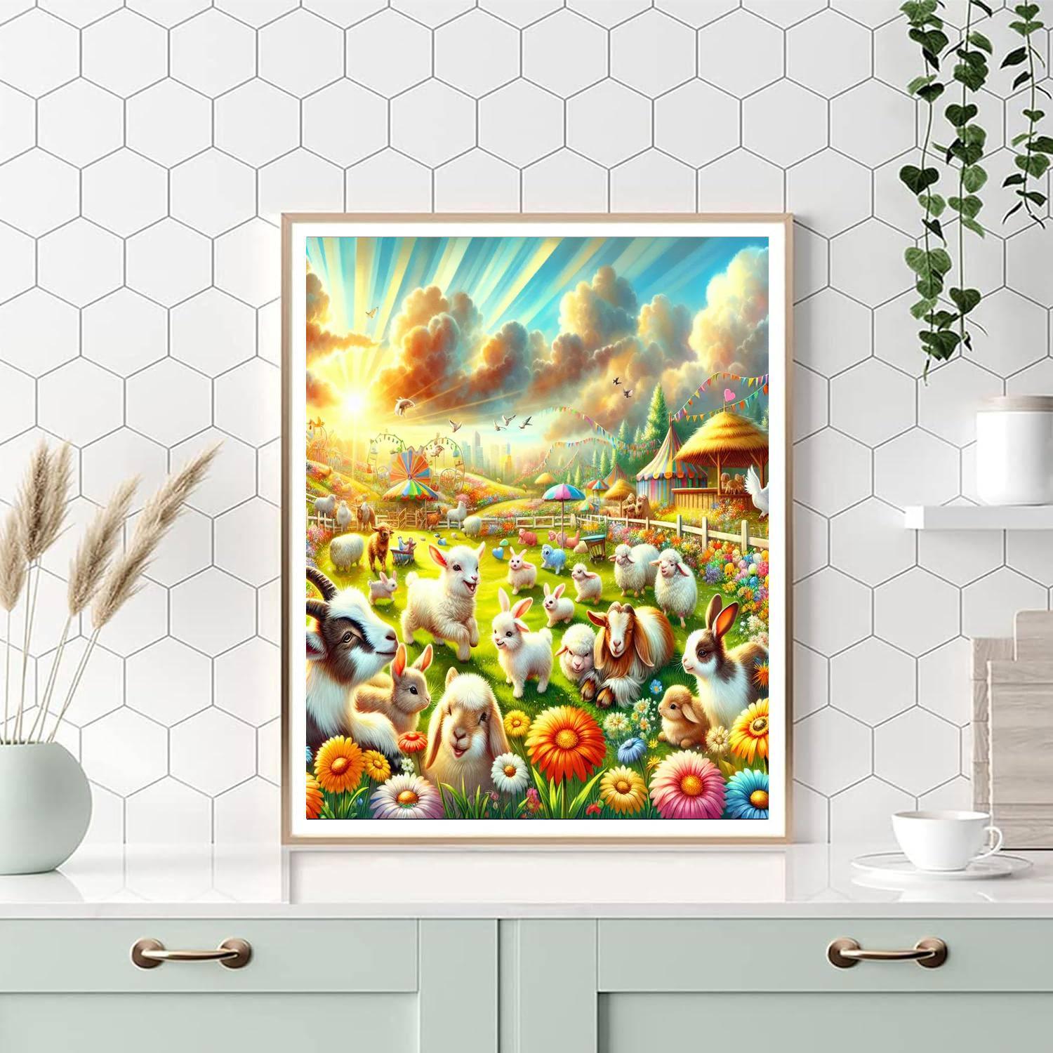 Playful Petting Zoo Paint By Numbers Art