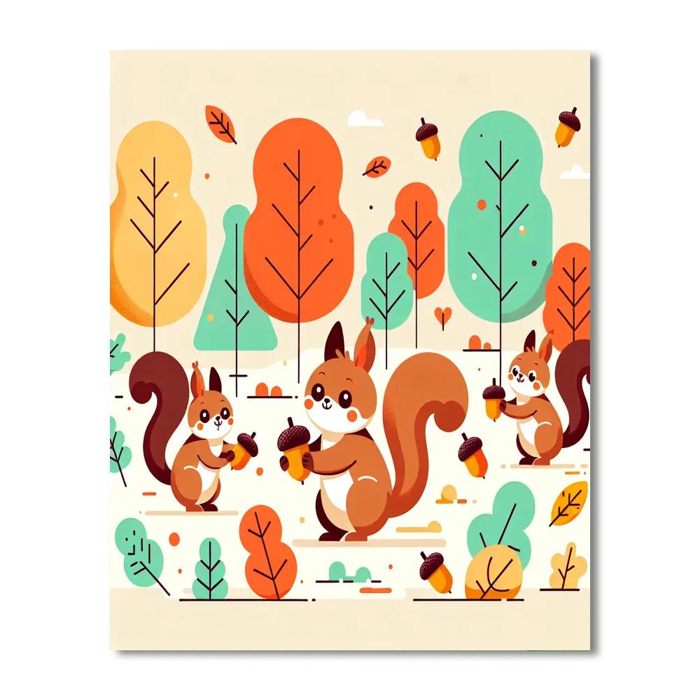 Autumn Acorn Adventure Paint By Numbers Art